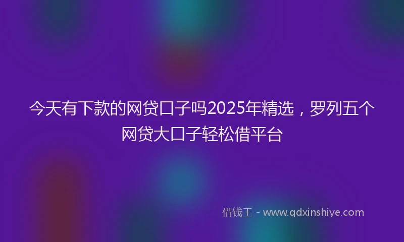 今天有下款的网贷口子吗2025年精选，罗列五个网贷大口子轻松借平台
