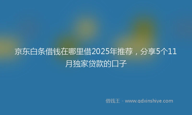 京东白条借钱在哪里借2025年推荐，分享5个11月独家贷款的口子