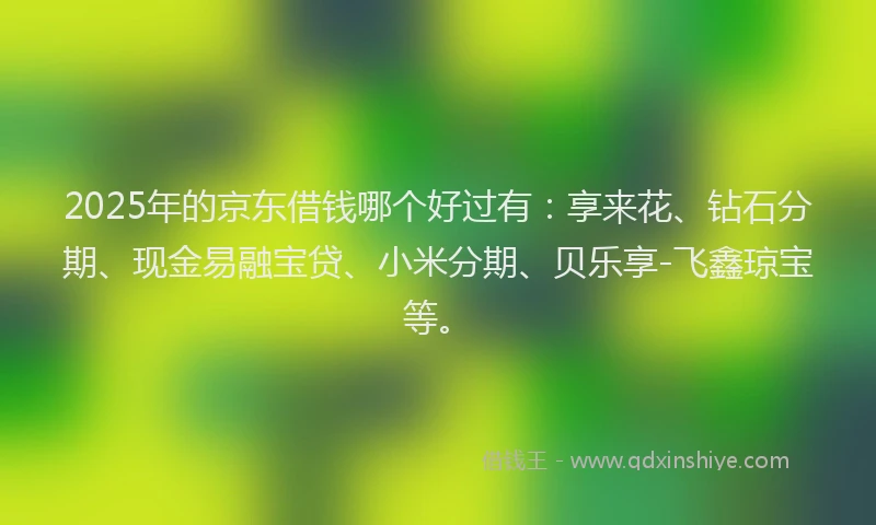 2025年的京东借钱哪个好过有：享来花、钻石分期、现金易融宝贷、小米分期、贝乐享-飞鑫琼宝等。