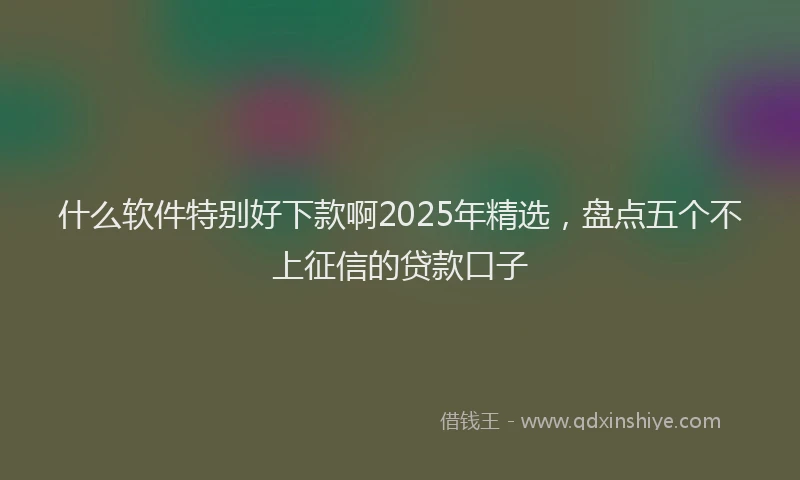 什么软件特别好下款啊2025年精选，盘点五个不上征信的贷款口子