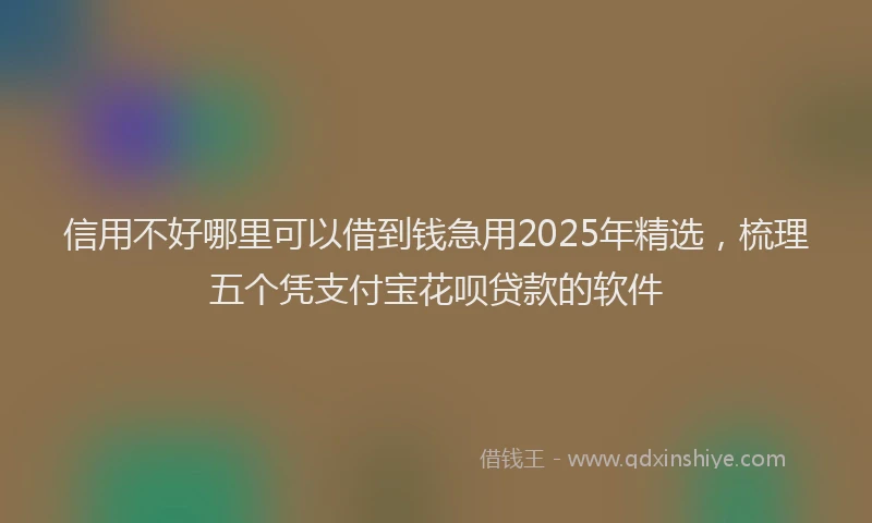 信用不好哪里可以借到钱急用2025年精选，梳理五个凭支付宝花呗贷款的软件