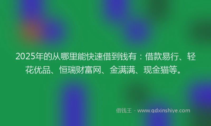 2025年的从哪里能快速借到钱有：借款易行、轻花优品、恒瑞财富网、金满满、现金猫等。