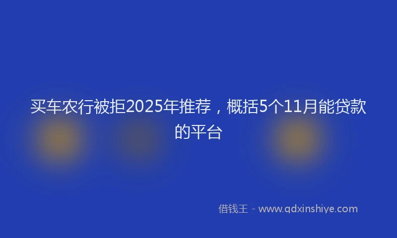 买车农行被拒2025年推荐，概括5个11月能贷款的平台