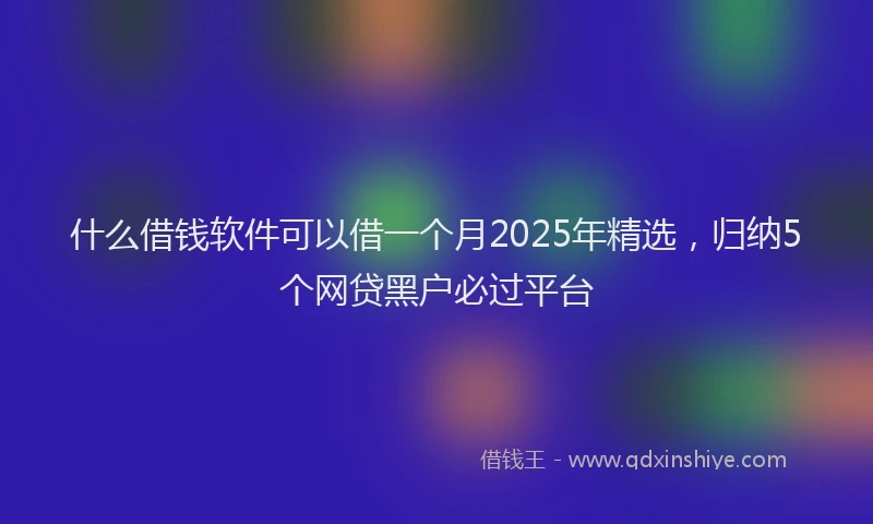 什么借钱软件可以借一个月2025年精选，归纳5个网贷黑户必过平台