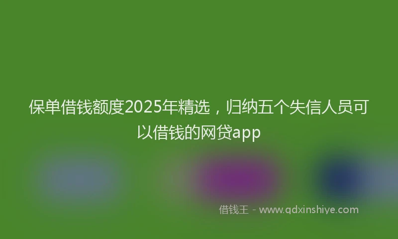 保单借钱额度2025年精选，归纳五个失信人员可以借钱的网贷app