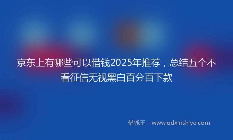 京东上有哪些可以借钱2025年推荐，总结五个不看征信无视黑白百分百下款