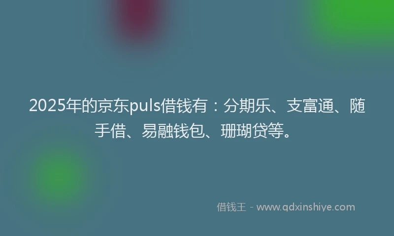 2025年的京东puls借钱有：分期乐、支富通、随手借、易融钱包、珊瑚贷等。