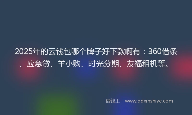 2025年的云钱包哪个牌子好下款啊有：360借条、应急贷、羊小购、时光分期、友福租机等。
