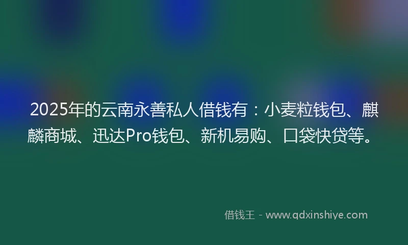 2025年的云南永善私人借钱有：小麦粒钱包、麒麟商城、迅达Pro钱包、新机易购、口袋快贷等。