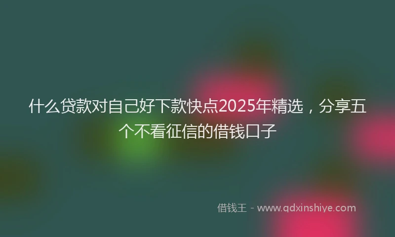 什么贷款对自己好下款快点2025年精选，分享五个不看征信的借钱口子