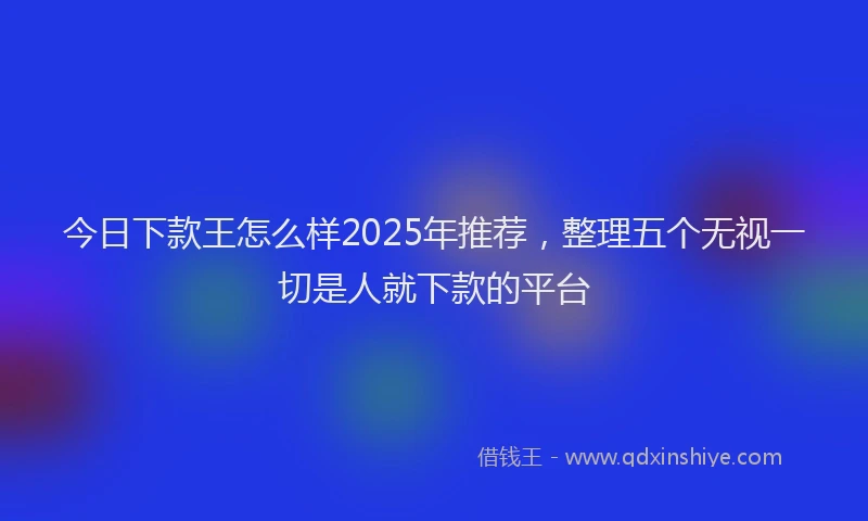 今日下款王怎么样2025年推荐，整理五个无视一切是人就下款的平台