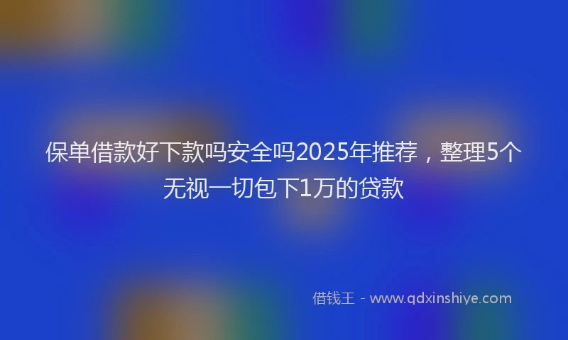 保单借款好下款吗安全吗2025年推荐，整理5个无视一切包下1万的贷款