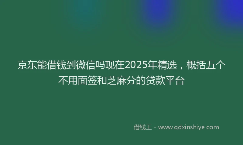 京东能借钱到微信吗现在2025年精选，概括五个不用面签和芝麻分的贷款平台