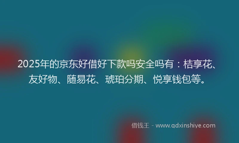 2025年的京东好借好下款吗安全吗有：桔享花、友好物、随易花、琥珀分期、悦享钱包等。