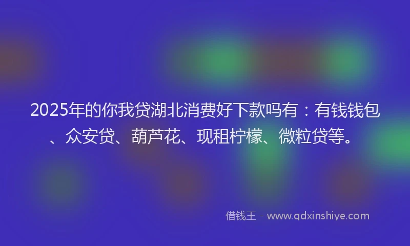 2025年的你我贷湖北消费好下款吗有：有钱钱包、众安贷、葫芦花、现租柠檬、微粒贷等。