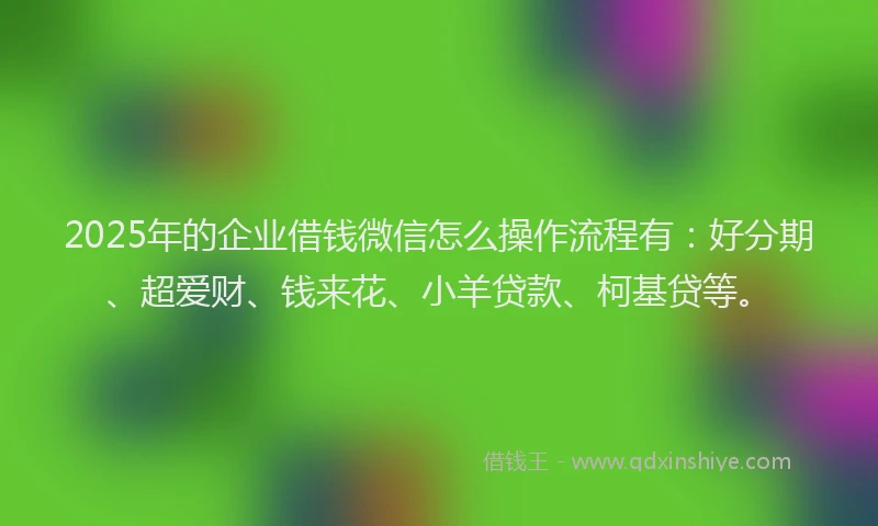 2025年的企业借钱微信怎么操作流程有：好分期、超爱财、钱来花、小羊贷款、柯基贷等。