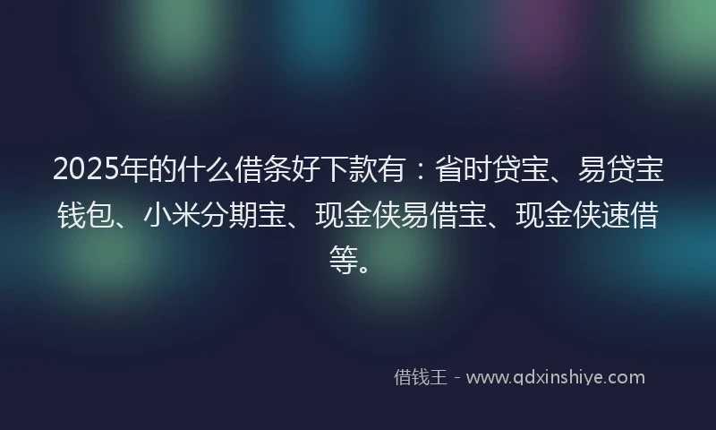 2025年的什么借条好下款有：省时贷宝、易贷宝钱包、小米分期宝、现金侠易借宝、现金侠速借等。