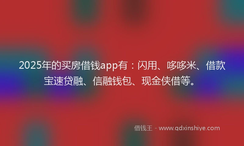 2025年的买房借钱app有：闪用、哆哆米、借款宝速贷融、信融钱包、现金侠借等。