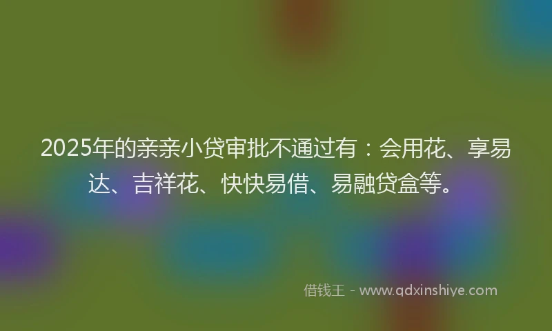 2025年的亲亲小贷审批不通过有:会用花、享易达、吉祥花、快快易借、易融贷盒等。