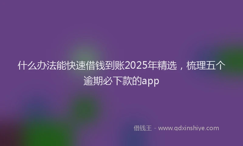 什么办法能快速借钱到账2025年精选，梳理五个逾期必下款的app