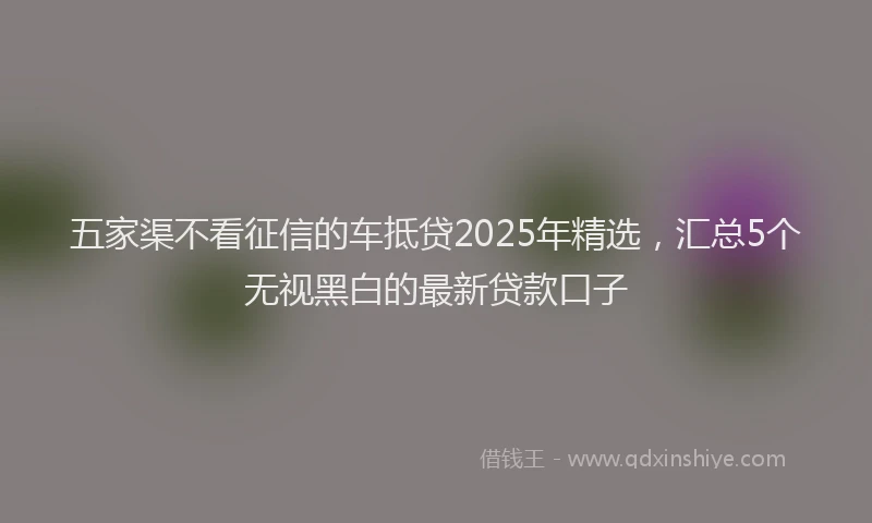五家渠不看征信的车抵贷2025年精选，汇总5个无视黑白的最新贷款口子