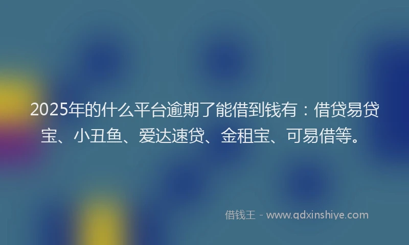 2025年的什么平台逾期了能借到钱有：借贷易贷宝、小丑鱼、爱达速贷、金租宝、可易借等。