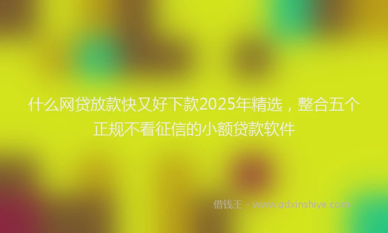 什么网贷放款快又好下款2025年精选，整合五个正规不看征信的小额贷款软件