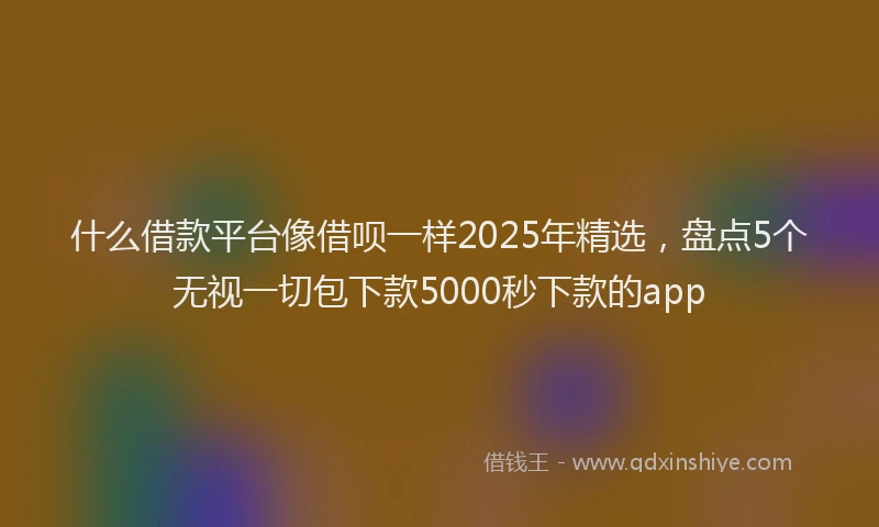 什么借款平台像借呗一样2025年精选，盘点5个无视一切包下款5000秒下款的app