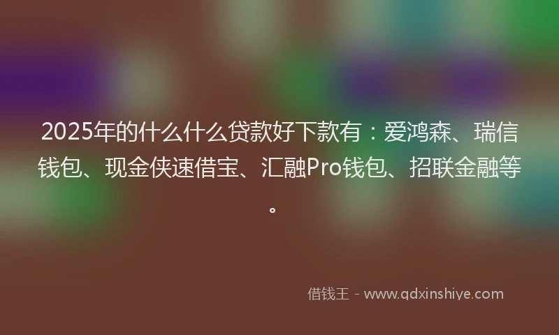 2025年的什么什么贷款好下款有:爱鸿森、瑞信钱包、现金侠速借宝、汇融Pro钱包、招联金融等。