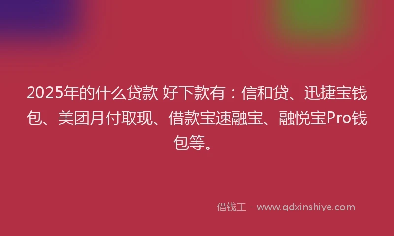 2025年的什么贷款 好下款有：信和贷、迅捷宝钱包、美团月付取现、借款宝速融宝、融悦宝Pro钱包等。