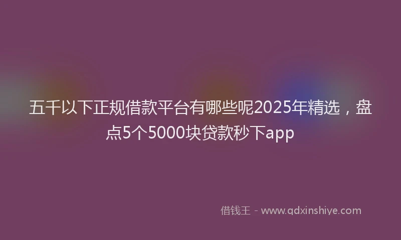 五千以下正规借款平台有哪些呢2025年精选，盘点5个5000块贷款秒下app