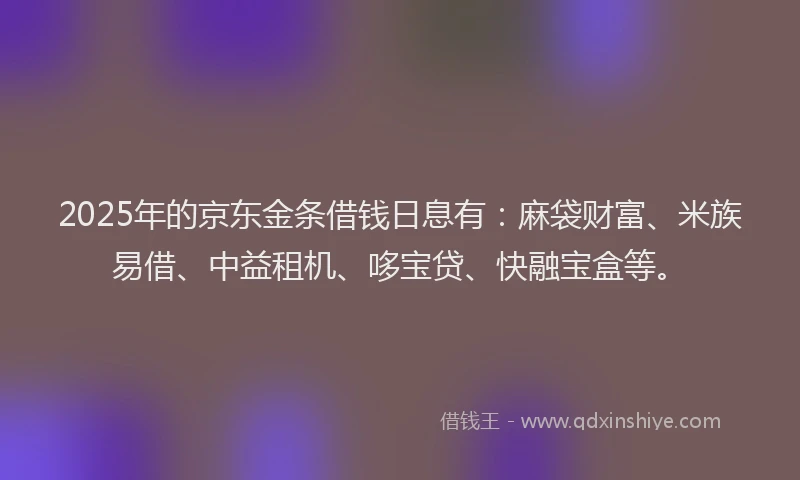 2025年的京东金条借钱日息有：麻袋财富、米族易借、中益租机、哆宝贷、快融宝盒等。