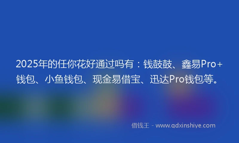 2025年的任你花好通过吗有：钱鼓鼓、鑫易Pro+钱包、小鱼钱包、现金易借宝、迅达Pro钱包等。