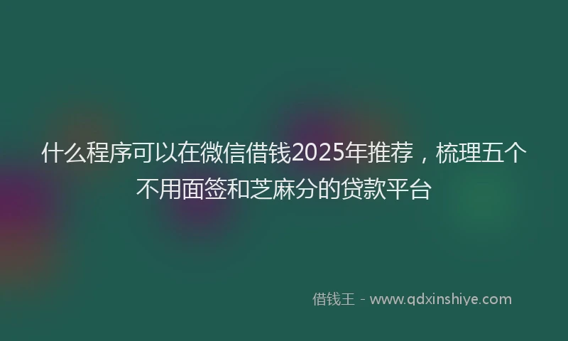 什么程序可以在微信借钱2025年推荐,梳理五个不用面签和芝麻分的贷款平台