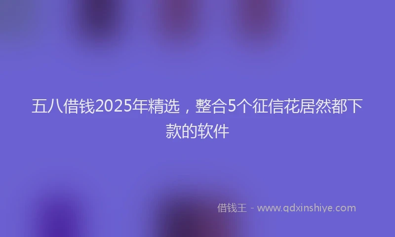 五八借钱2025年精选，整合5个征信花居然都下款的软件