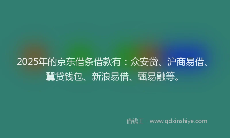 2025年的京东借条借款有：众安贷、沪商易借、翼贷钱包、新浪易借、甄易融等。