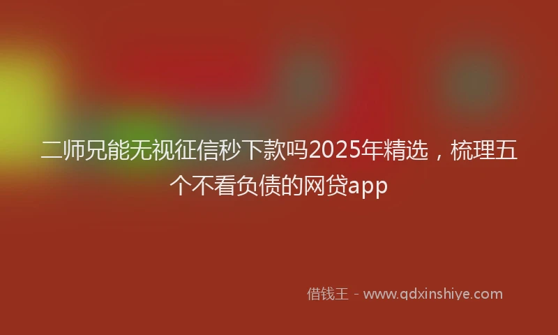 二师兄能无视征信秒下款吗2025年精选，梳理五个不看负债的网贷app
