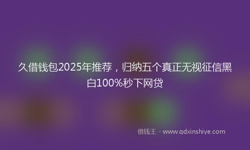 久借钱包2025年推荐，归纳五个真正无视征信黑白100%秒下网贷