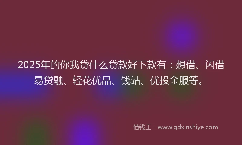 2025年的你我贷什么贷款好下款有：想借、闪借易贷融、轻花优品、钱站、优投金服等。