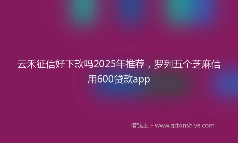 云禾征信好下款吗2025年推荐，罗列五个芝麻信用600贷款app