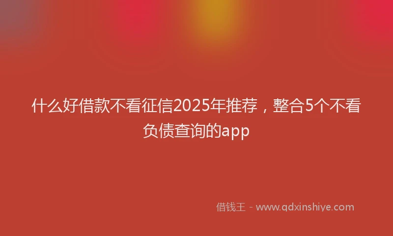 什么好借款不看征信2025年推荐，整合5个不看负债查询的app