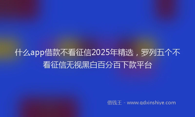什么app借款不看征信2025年精选，罗列五个不看征信无视黑白百分百下款平台