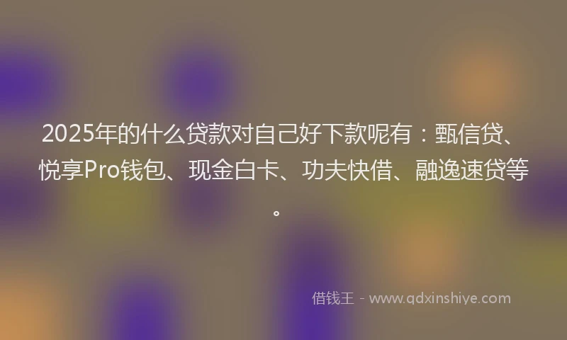 2025年的什么贷款对自己好下款呢有：甄信贷、悦享Pro钱包、现金白卡、功夫快借、融逸速贷等。