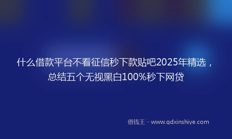什么借款平台不看征信秒下款贴吧2025年精选，总结五个无视黑白100%秒下网贷