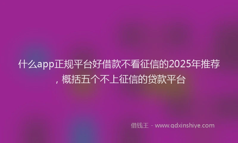什么app正规平台好借款不看征信的2025年推荐，概括五个不上征信的贷款平台