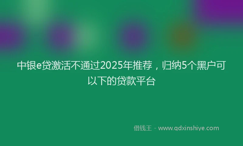 中银e贷激活不通过2025年推荐，归纳5个黑户可以下的贷款平台