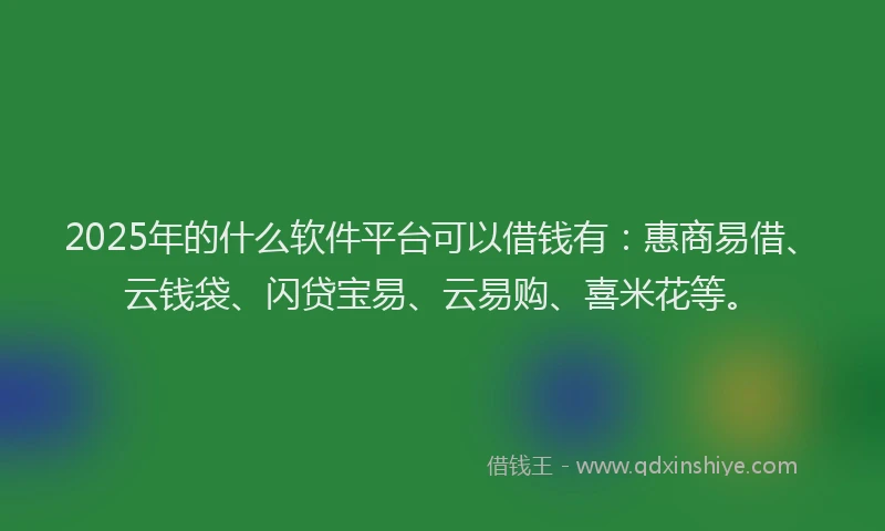 2025年的什么软件平台可以借钱有：惠商易借、云钱袋、闪贷宝易、云易购、喜米花等。