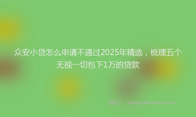 众安小贷怎么申请不通过2025年精选，梳理五个无视一切包下1万的贷款