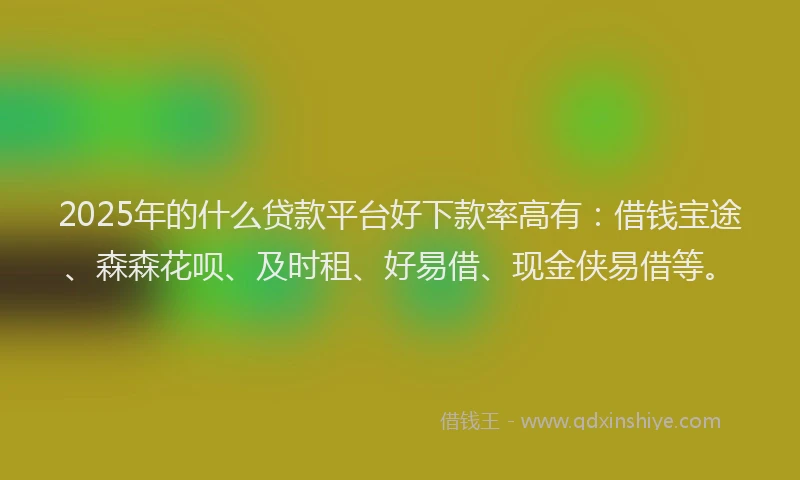 2025年的什么贷款平台好下款率高有：借钱宝途、森森花呗、及时租、好易借、现金侠易借等。