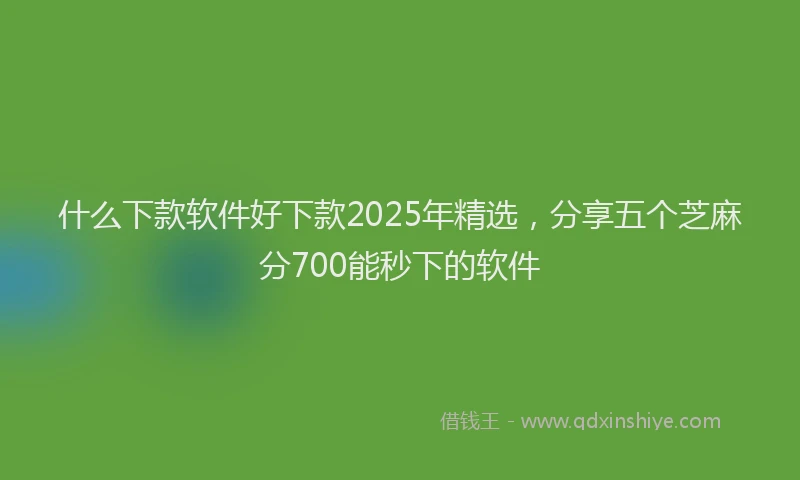 什么下款软件好下款2025年精选，分享五个芝麻分700能秒下的软件